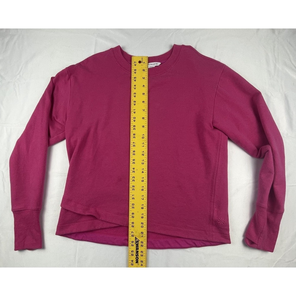 ATHLETA WOMENS MEDIUM PINK CREWNECK SWEATSHIRT HI LOW HEM LONG SLEEVE ATHLEISURE - Picture 4 of 12